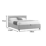 Molito velvet bed in ecru shade with storage space 150x200cm - Image 6