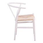 Wishbone chair rubberwood-rope in white shade 53.5x57x74cm - Image 4