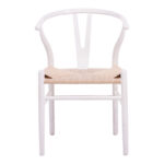 Wishbone chair rubberwood-rope in white shade 53.5x57x74cm - Image 5
