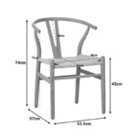 Wishbone chair rubberwood-rope in black shade 53.5x57x74cm - Image 2