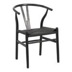 Wishbone chair rubberwood-rope in black shade 53.5x57x74cm