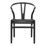 Wishbone chair rubberwood-rope in black shade 53.5x57x74cm - Image 4