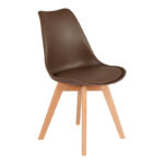 Gaston chair PP-PU brown color - natural leg 43x51x75cm