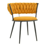 Alkia I armchair fabric in yellow shade - black metal leg 57x58.5x72cm