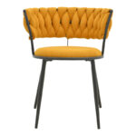 Alkia I armchair fabric in yellow shade - black metal leg 57x58.5x72cm - Image 4