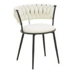 Материјал за фотелја Alkia I во екру нијанса - црна метална ногарка 57x58.5x72 см