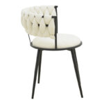 Alkia I armchair fabric in ecru shade - black metal leg 57x58.5x72cm - Слика 3