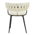 Alkia I armchair fabric in ecru shade - black metal leg 57x58.5x72cm - Слика 5