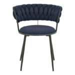 Alkia I armchair fabric in dark blue shade - black metal leg 57x58.5x72cm - Слика 4