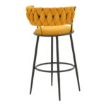 Alkia I bar stool fabric in yellow color - black metal leg 50x56x95cm - Image 2