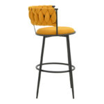 Alkia I bar stool fabric in yellow color - black metal leg 50x56x95cm - Image 3