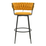 Alkia I bar stool fabric in yellow color - black metal leg 50x56x95cm - Image 4