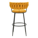 Alkia I bar stool fabric in yellow color - black metal leg 50x56x95cm - Image 5