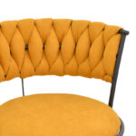 Alkia I bar stool fabric in yellow color - black metal leg 50x56x95cm - Image 6