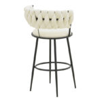 Alkia I bar stool fabric in ecru color - black metal leg 50x56x95cm - Image 2