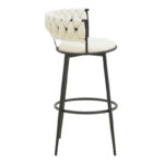 Alkia I bar stool fabric in ecru color - black metal leg 50x56x95cm - Image 3
