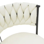 Alkia I bar stool fabric in ecru color - black metal leg 50x56x95cm - Image 5