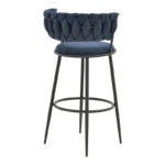 Alkia I bar stool fabric in dark blue color - black metal leg 50x56x95cm - Image 2