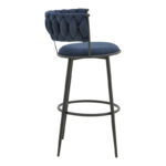 Alkia I bar stool fabric in dark blue color - black metal leg 50x56x95cm - Image 3