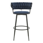 Alkia I bar stool fabric in dark blue color - black metal leg 50x56x95cm - Image 4