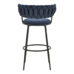 Alkia I bar stool fabric in dark blue color - black metal leg 50x56x95cm - Image 5
