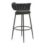 Alkia I bar stool fabric in black color - black metal leg 50x56x95cm - Image 2