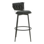 Alkia I bar stool fabric in black color - black metal leg 50x56x95cm - Image 3