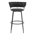 Alkia I bar stool fabric in black color - black metal leg 50x56x95cm - Image 4