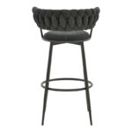 Alkia I bar stool fabric in black color - black metal leg 50x56x95cm - Image 5
