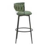 Alkia I bar stool fabric in chaki color - black metal leg 50x56x95cm - Image 3