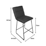 Bar stool Essential black fabric-black metal leg 53x64.5x107cm - Слика 2