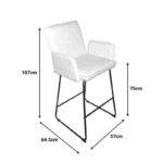 Bar stool Essential white fabric-black metal leg 57x64.5x107cm - Слика 2