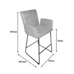 Bar stool Essential chaki fabric-black metal leg 57x64.5x107cm - Image 2