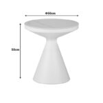 Side table Coozlin Inart white marble sintered stone and white metal D50x50cm - Слика 4