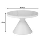 Coffee table Coozlin Inart sintered stone white marble metal with white metal D70x40cm - Слика 4