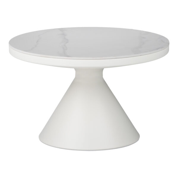 Coffee table Coozlin Inart sintered stone white marble metal with white metal D70x40cm