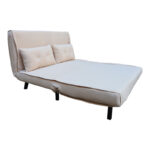 Sofa-bed Josuane two-seater beige velvet- black wooden leg 122x80x81cm - Слика 2