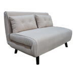 Sofa-bed Josuane two-seater beige velvet- black wooden leg 122x80x81cm