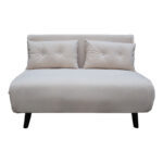 Sofa-bed Josuane two-seater beige velvet- black wooden leg 122x80x81cm - Слика 4