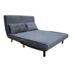 Josuane  two-seater sofa bed, anthracite velvet, natural wooden legs, 122x80x81cm - Слика 2