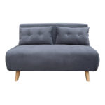 Josuane  two-seater sofa bed, anthracite velvet, natural wooden legs, 122x80x81cm - Слика 4