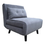 Armchair-bed Josuane anthracite velvet and wooden leg in black shade 78x80x81cm