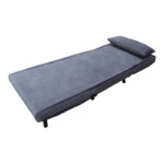 Armchair-bed Josuane anthracite velvet and wooden leg in black shade 78x80x81cm - Image 3