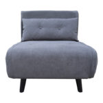 Armchair-bed Josuane anthracite velvet and wooden leg in black shade 78x80x81cm - Image 4