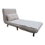 Armchair-bed Josuane beige velvet and wooden leg in natural shade 78x80x81cm - Image 2