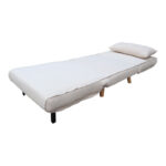 Armchair-bed Josuane beige velvet and wooden leg in natural shade 78x80x81cm - Image 3
