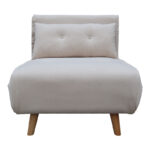 Armchair-bed Josuane beige velvet and wooden leg in natural shade 78x80x81cm - Image 4