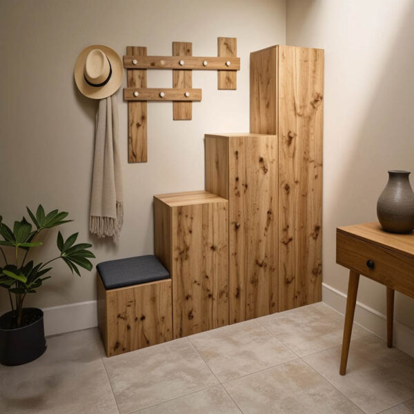 Влезен мебел од Nenich во дабова нијанса 150x37x180 см