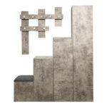 Nenich entrance furniture in grey oak shade 150x37x180cm - Image 3