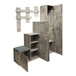 Nenich entrance furniture in grey oak shade 150x37x180cm - Image 4